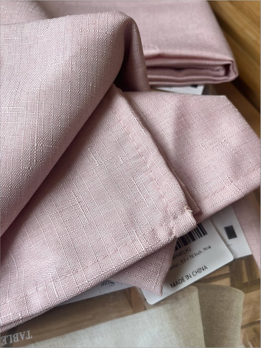 Two Pink Tablecloths 52"x70" *Linen texture* (sold together)